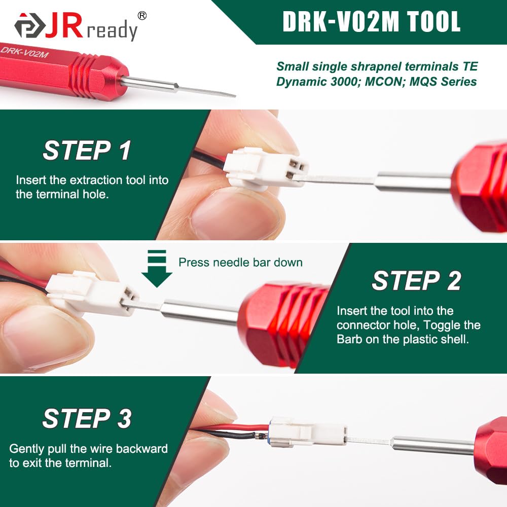 JRready ST5234 Pin Extractor Tool Kit - AMP Super Seal 1.5/Metri Pack 150,280/TE 968880,968849/JST Connector Removal Set - 5PCS Automotive Wire Terminal Tools for Male & Female Sealed Connectors | Perfect for Car Wiring Repairs, Electrical Maintenance & DIY Automotive Projects