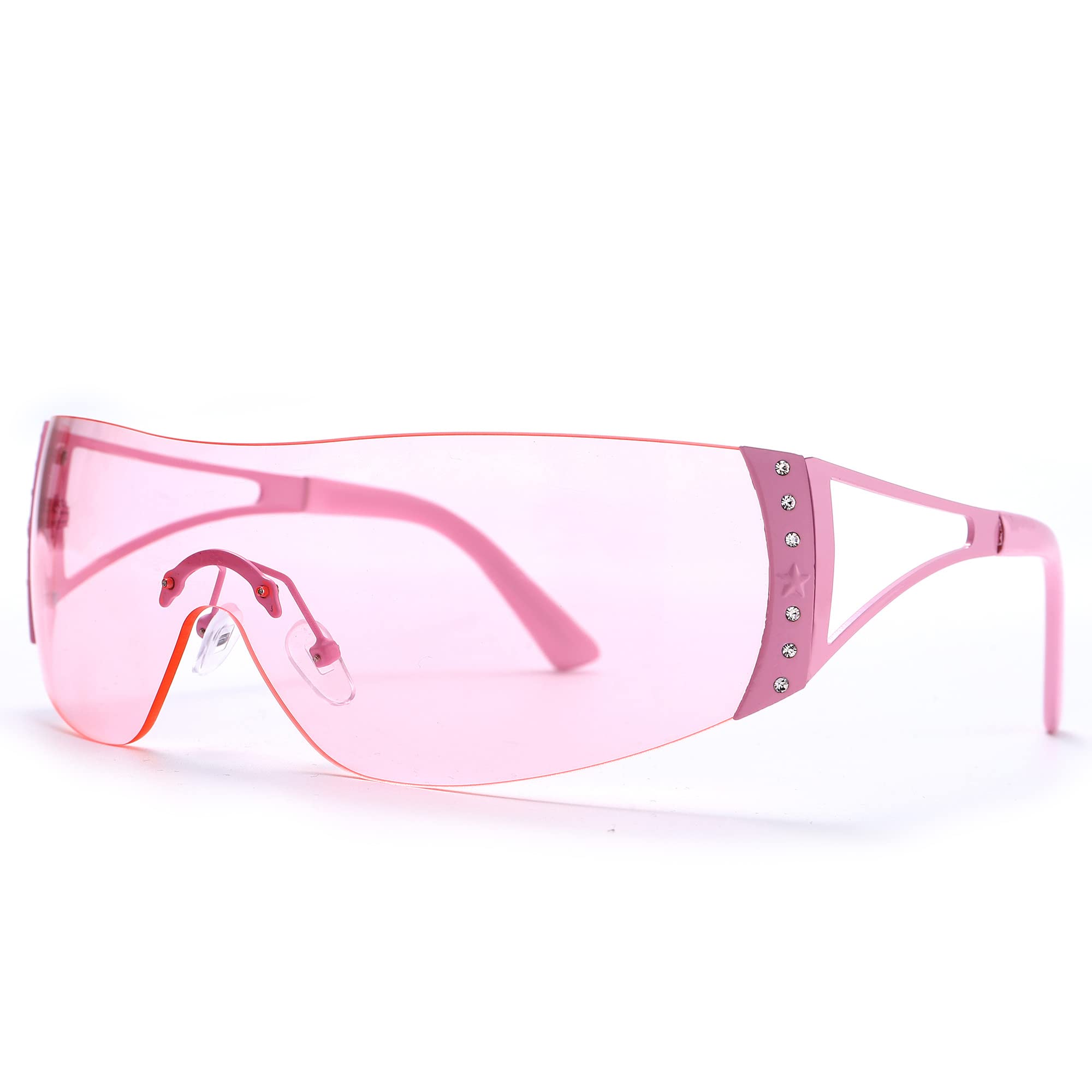 Y2K Wrap Around Sunglasses for Women & Men - Futuristic Frameless Gradient Lens UV Protection Shield Flat Top Sun Glasses for Outdoor Sports, Driving, and Fashion Accessories