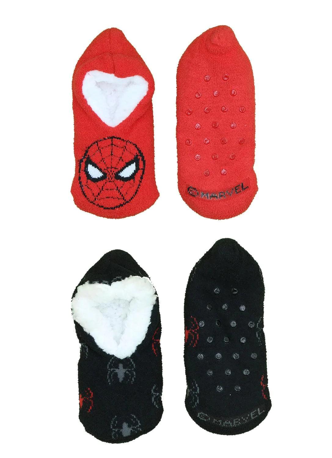 Spider-Man Slipper Socks for Boys - 2 Pack Non-Slip Cozy House Slippers - Perfect for Indoor Play, Cosplay & Superhero Themed Birthday Gifts