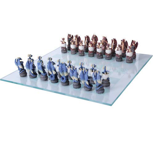 Dragon Legend Chess Set with Glass Board - Premium Handcrafted Chess Game for Adults & Collectors | Perfect for Home Decor, Gifts, and Strategy Game Lovers