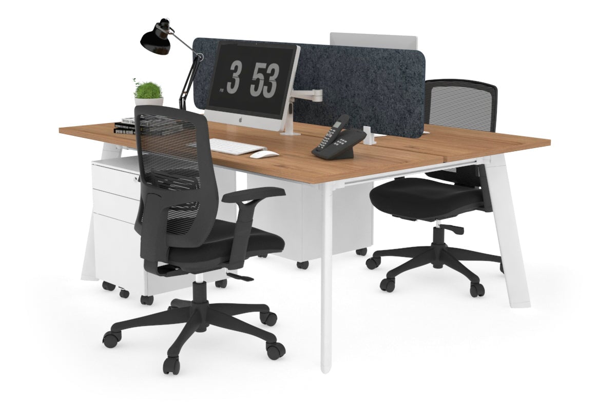 2-Person Workstation with White Frame - 1800L x 700W - Perfect for Office, Home Office, and Collaborative Workspaces
