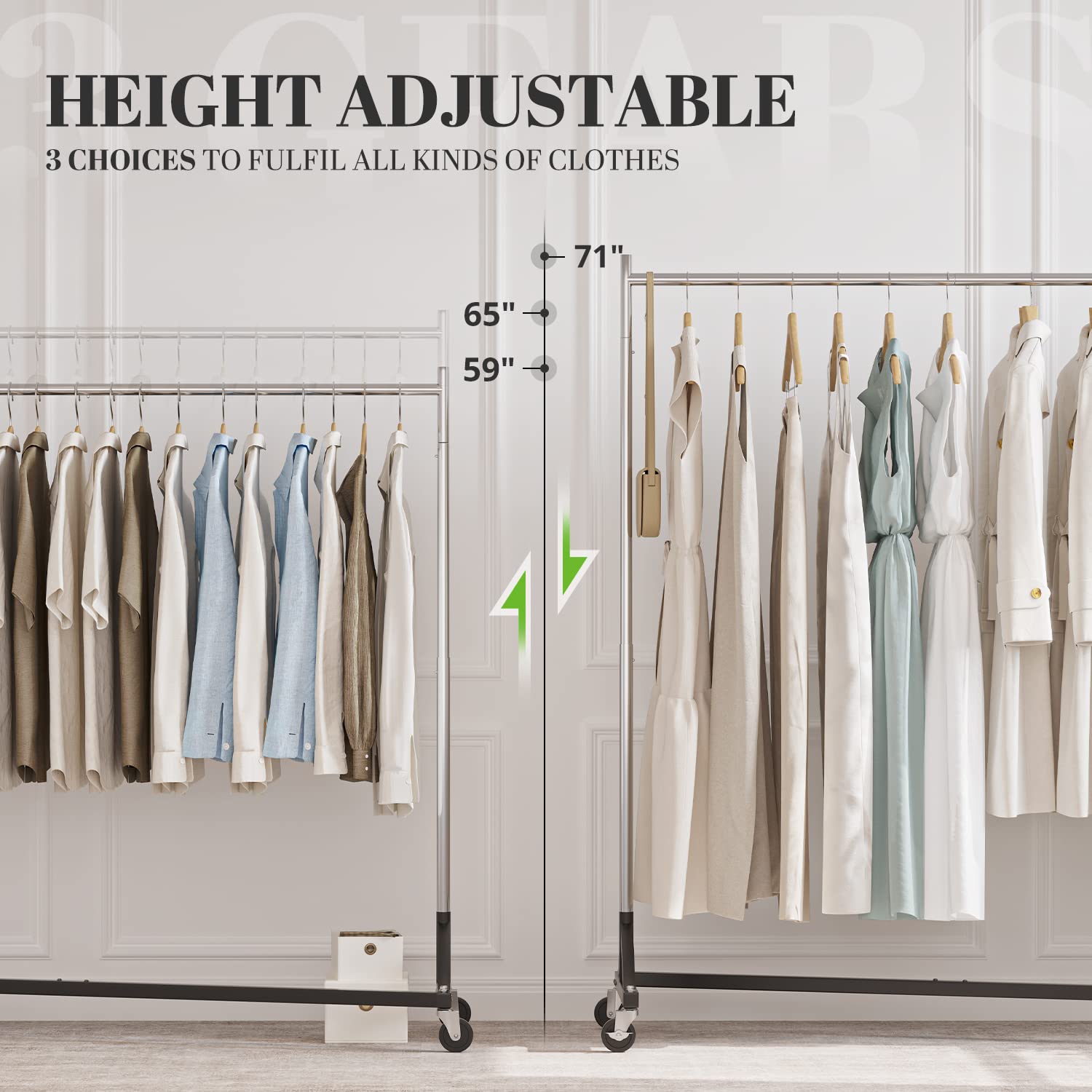Heavy Duty Commercial Z Base Garment Rack - Adjustable Rolling Clothes Rack with Wheels, Holds 400 lbs, Chrome Finish - Perfect for Retail Stores, Boutiques, and Clothing Displays