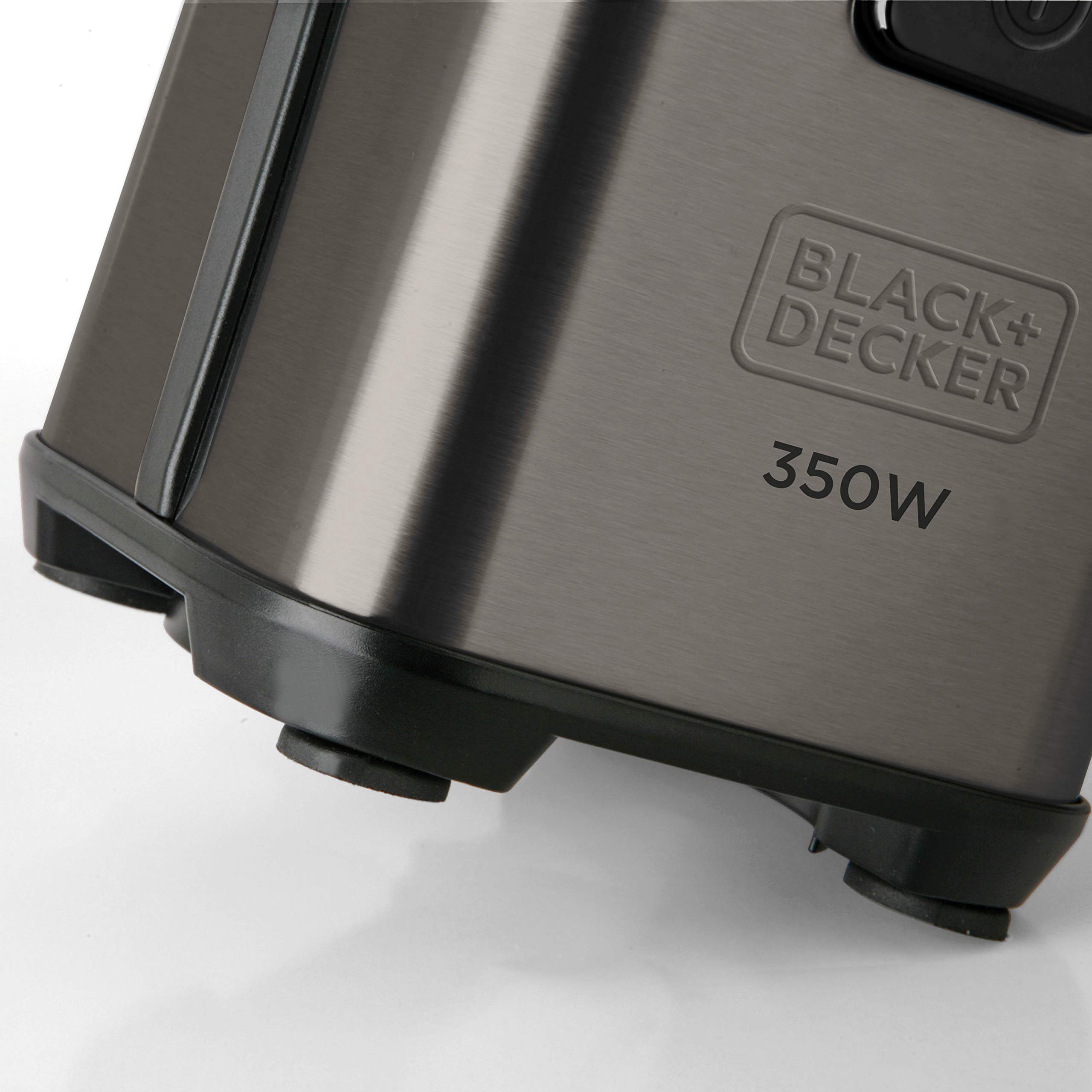 BLACK+DECKER BXJBA350E 350W Mini Blender for Smoothies & Shakes - 2 BPA-Free 600ml Bottles, Leak-Proof Lid, 4 Stainless Steel Blades, Fingerprint-Resistant Black & Steel - Perfect for Kitchen, Office & Travel Use