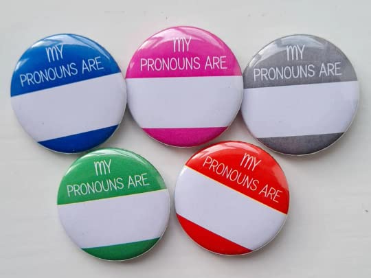My Pronouns Are Badges - 150 Pack Multicolor Customizable LGBTQ+ Pride Pin Badges (1.25 inch/32mm) - Gender Pronouns Pins for Pride Events, School, Workplace & Everyday Allyship