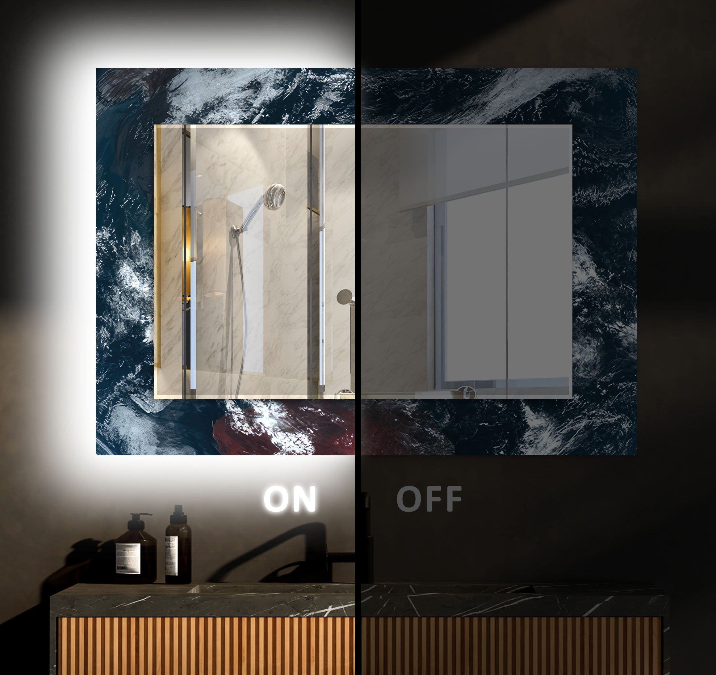Stylish Black and White Wall Mirror - Modern Home Decor for Living Room, Bedroom, or Bathroom - Perfect for Selfies, Vanity, and Interior Design