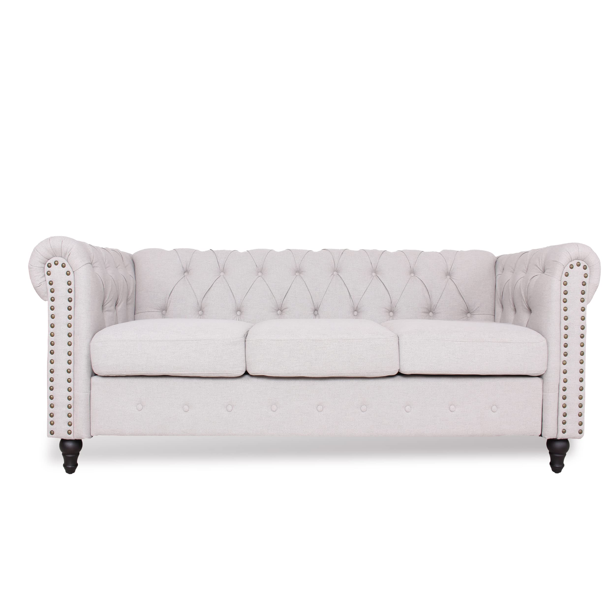 Modern Chesterfield Sofa Set with Nail-Head Trim - Tufted Fabric Couch & Accent Chairs for Living Room & Office - Elegant Home Decor for Lounge, Reception & Entertainment Areas