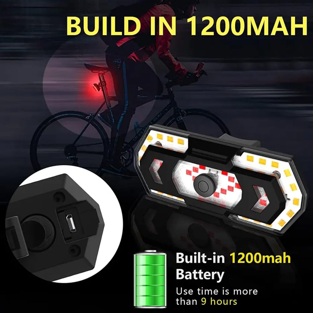 USB Rechargeable Bike Lights with Turn Signals - Ultra Bright Waterproof Bicycle Tail Light for Safety Cycling, Scooters & Night Riding | Perfect for Commuting, Urban Biking & Outdoor Adventures
