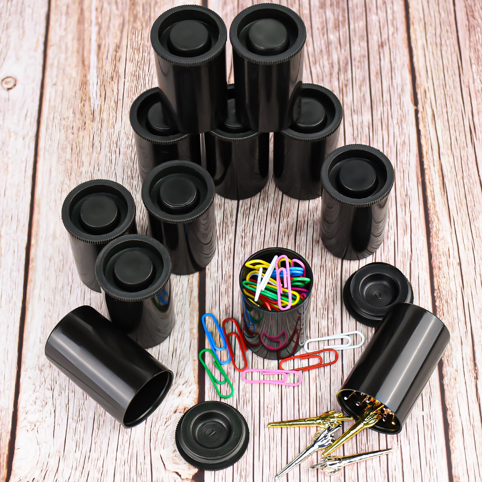 120 Pieces 35mm Black Plastic Film Canisters with Lids - Empty Camera Reel Storage Containers for Small Accessories, Fishing Hooks, Coins, Art Beads & Science Experiments - Perfect for Photography, Crafting & DIY Projects