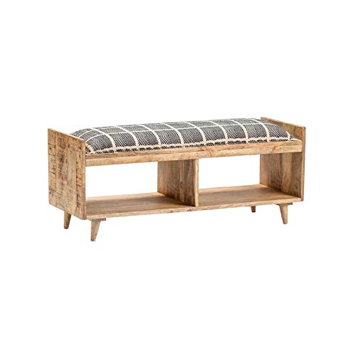 Crestview Collection Evolution Wood Storage Bench - Black & Brown - Entryway, Bedroom, Living Room Organizer & Seating Solution