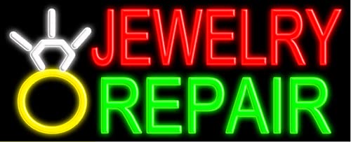Jewelry Repair Glass Neon Sign #10490 - Handcrafted in USA | Perfect for Jewelry Shops, Boutiques & Home Decor