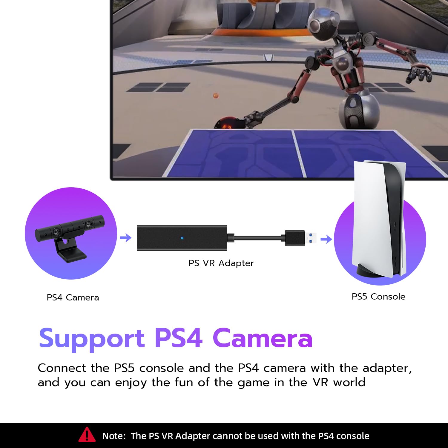 PS5/PS5 Slim/PS5 Pro VR Camera Adapter - PS4 to PS5 Camera Converter for PS VR | Compatible with PlayStation VR Headset | Perfect for Immersive Gaming & Virtual Reality Experiences