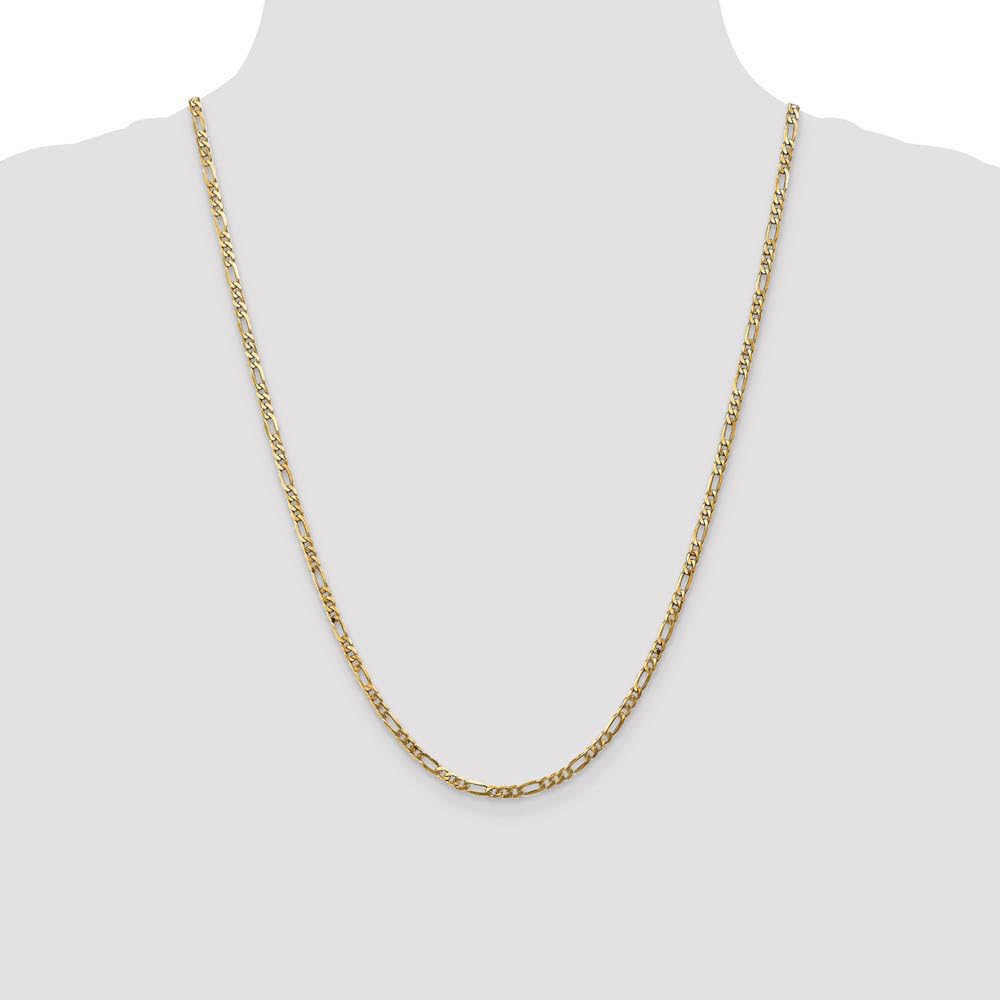 The Black Bow 3.25mm 14k Yellow Gold Solid Flat Figaro Chain Necklace - Perfect for Everyday Wear, Gifts, and Special Occasions