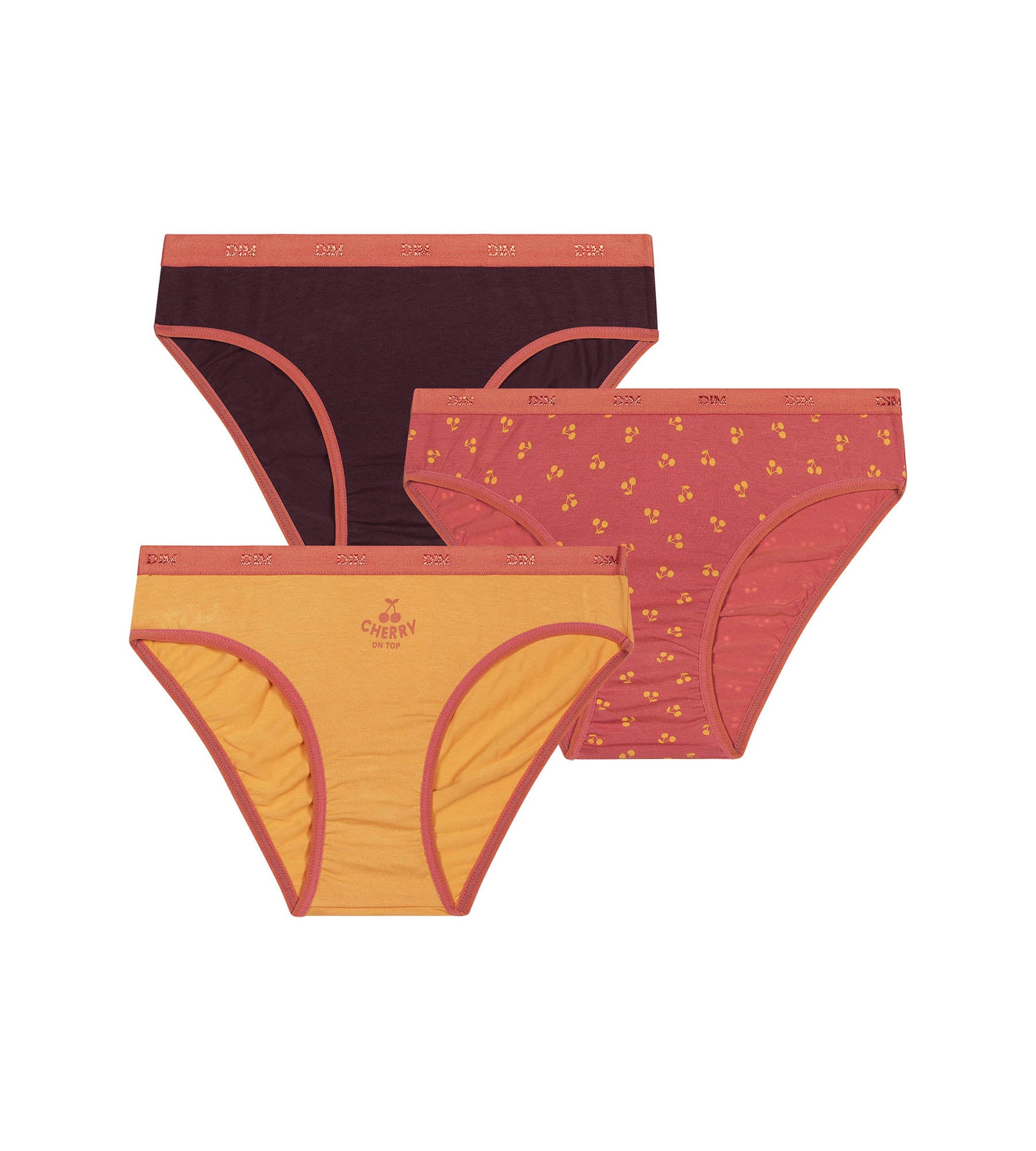 3 Pack Girls Cotton Underwear with Cherry Chocolate Print - Soft & Breathable for School, Play & Everyday Comfort