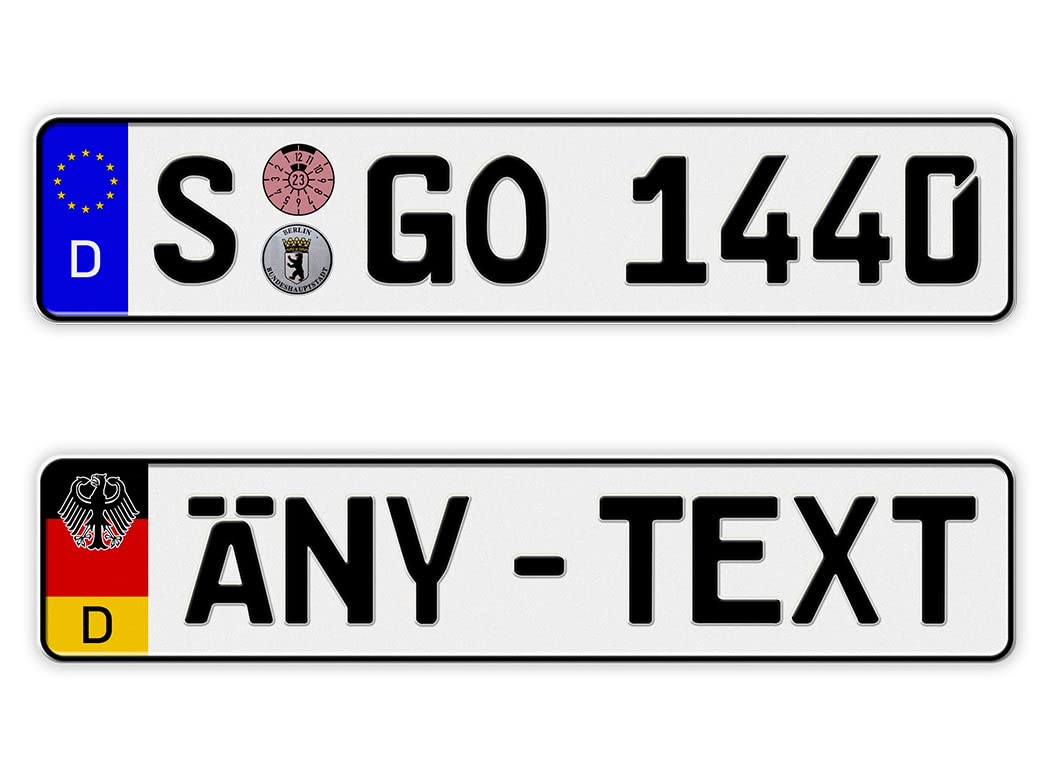 Personalized Custom Text German License Plate - Novelty Euro Style Aluminum Tag - Made in USA - Perfect for Car Shows, Themed Parties & German Car Enthusiasts