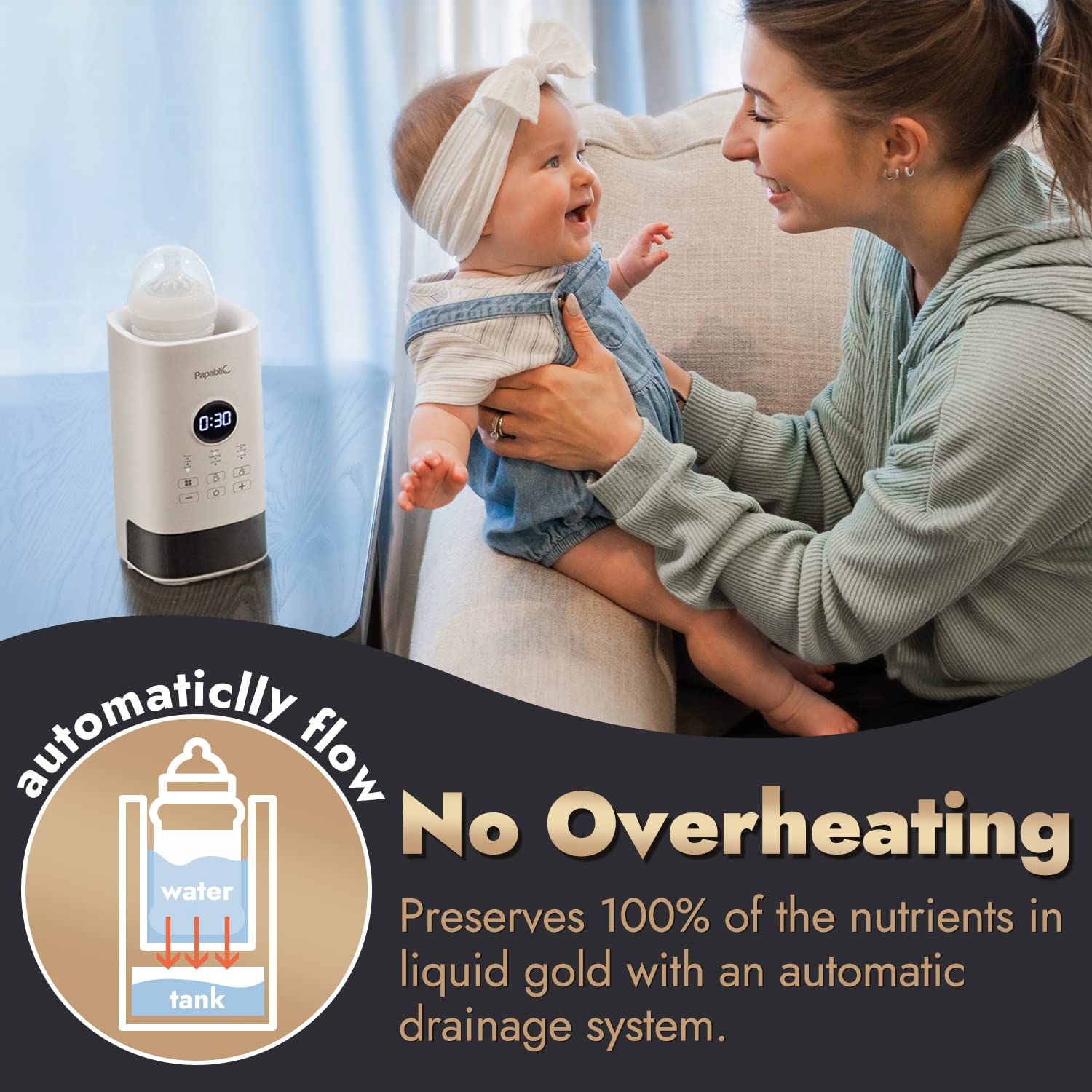 Baby Bottle Electric Steam Sterilizer and Dryer with Warmer - 3-in-1 Sanitizing System for Pacifiers, Breast Pump Parts & Feeding Accessories - Perfect for Nursery, Travel & Daycare Use