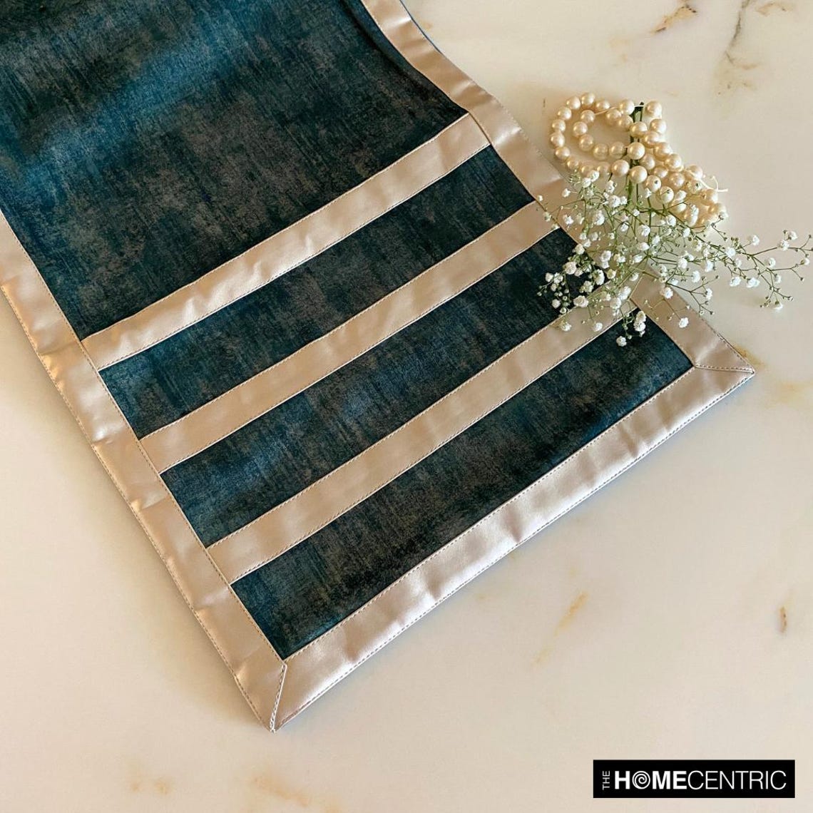 Azriel Blue Velvet & Suede Decorative Table Runner - Elegant Dining Table Decor for Weddings, Holidays & Home Decor