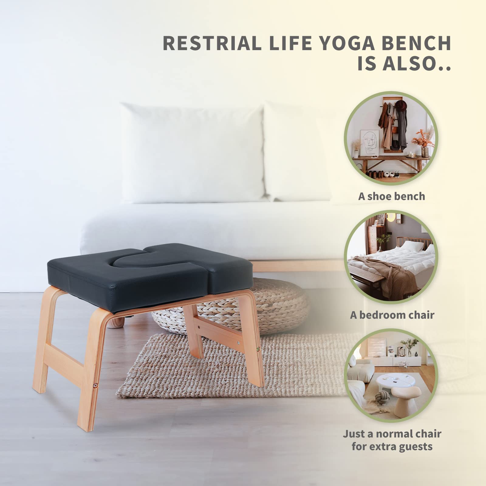 Premium Yoga Headstand Bench - Sturdy Wood & PU Pads Inversion Chair for Home & Gym - Relieve Stress, Improve Circulation & Build Strength (Multiple Colors) - Perfect for Yoga Studios, Home Workouts & Fitness Enthusiasts