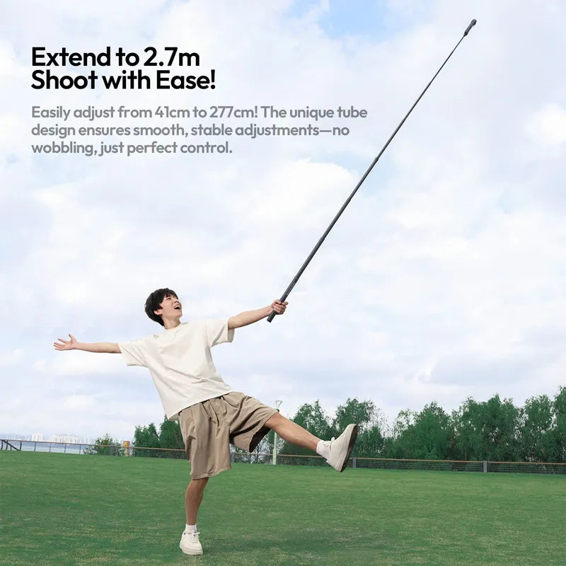 Ulanzi VL02 2.7m Carbon Fiber Selfie Stick with Tripod Stand - Extendable Monopod for Smartphones & Cameras - Perfect for Vlogging, Travel & Outdoor Photography (Model T096)
