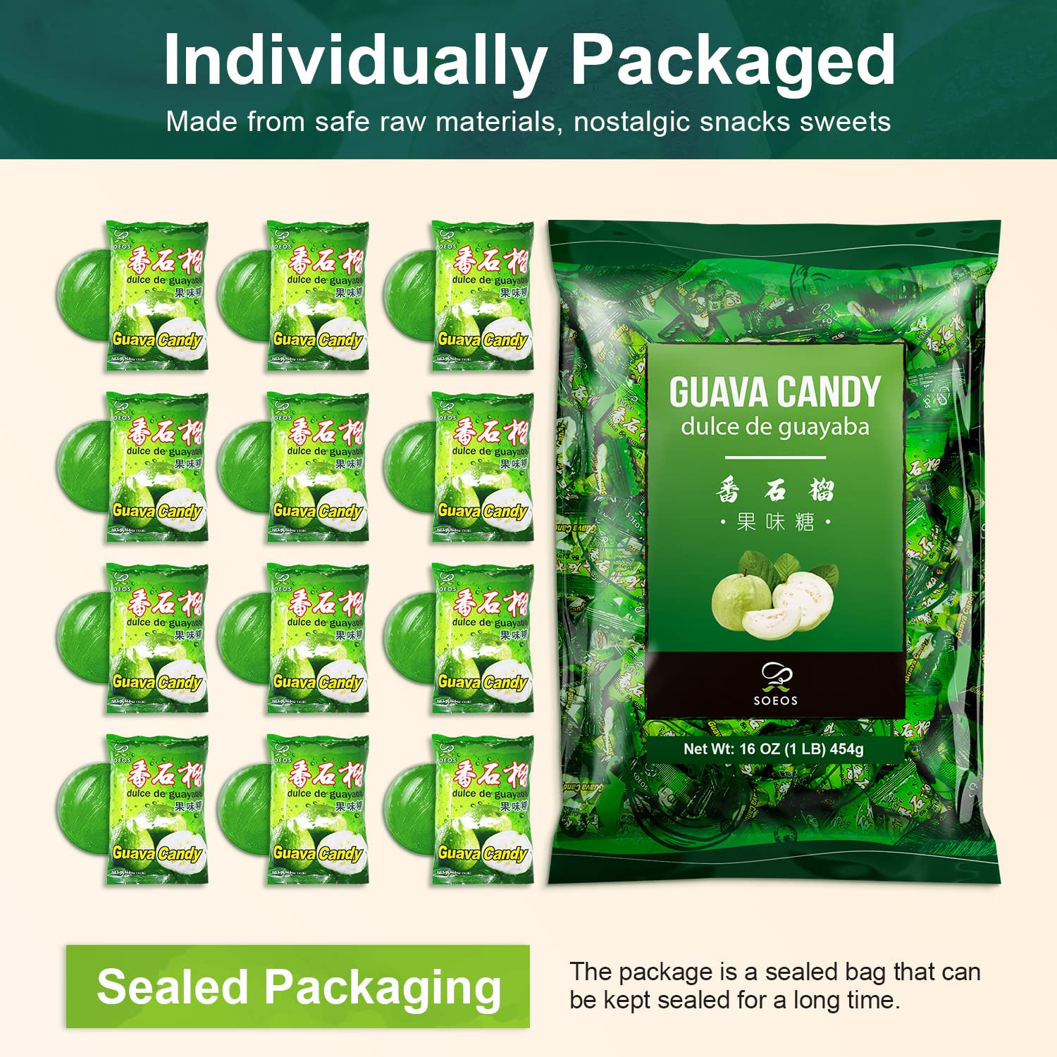 Soeos Guava Candy - Classic Chinese Guava Hard Candy - 32 oz (Pack of 2) - Perfect for Holidays, Parties & Gifts - Sweet Tropical Flavor for Snacking & Desserts
