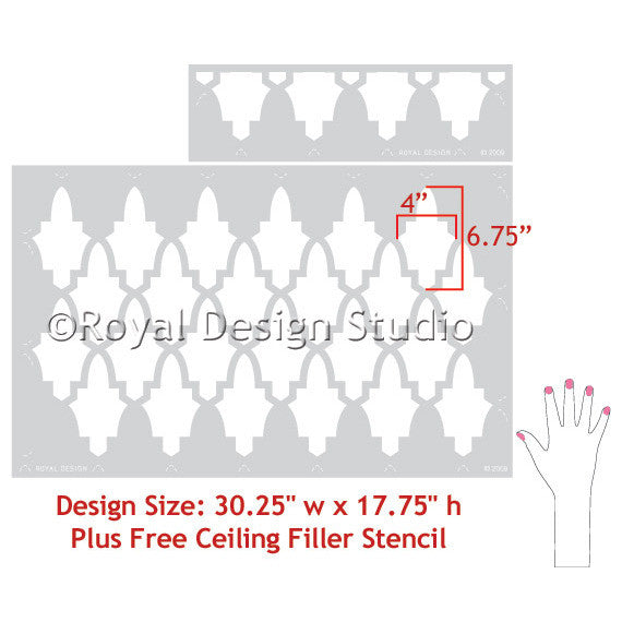 Moroccan Arches Allover Wall Stencil - Reusable DIY Painting Template for Home Decor, Bedroom, Living Room & Nursery - Create Stunning Geometric Patterns