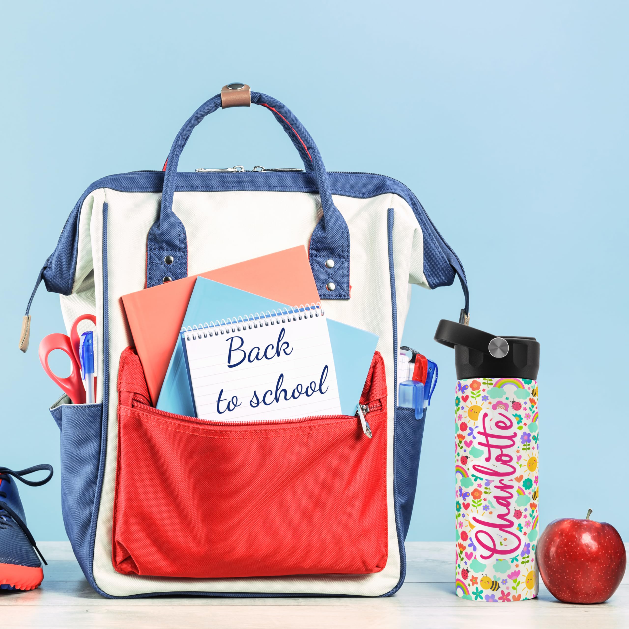 Personalized Insulated Kids Water Bottle with Straw Lid & Handle - Leakproof Stainless Steel Water Bottle for School, Sports, Outdoor Activities | Back to School Essentials for Boys & Girls