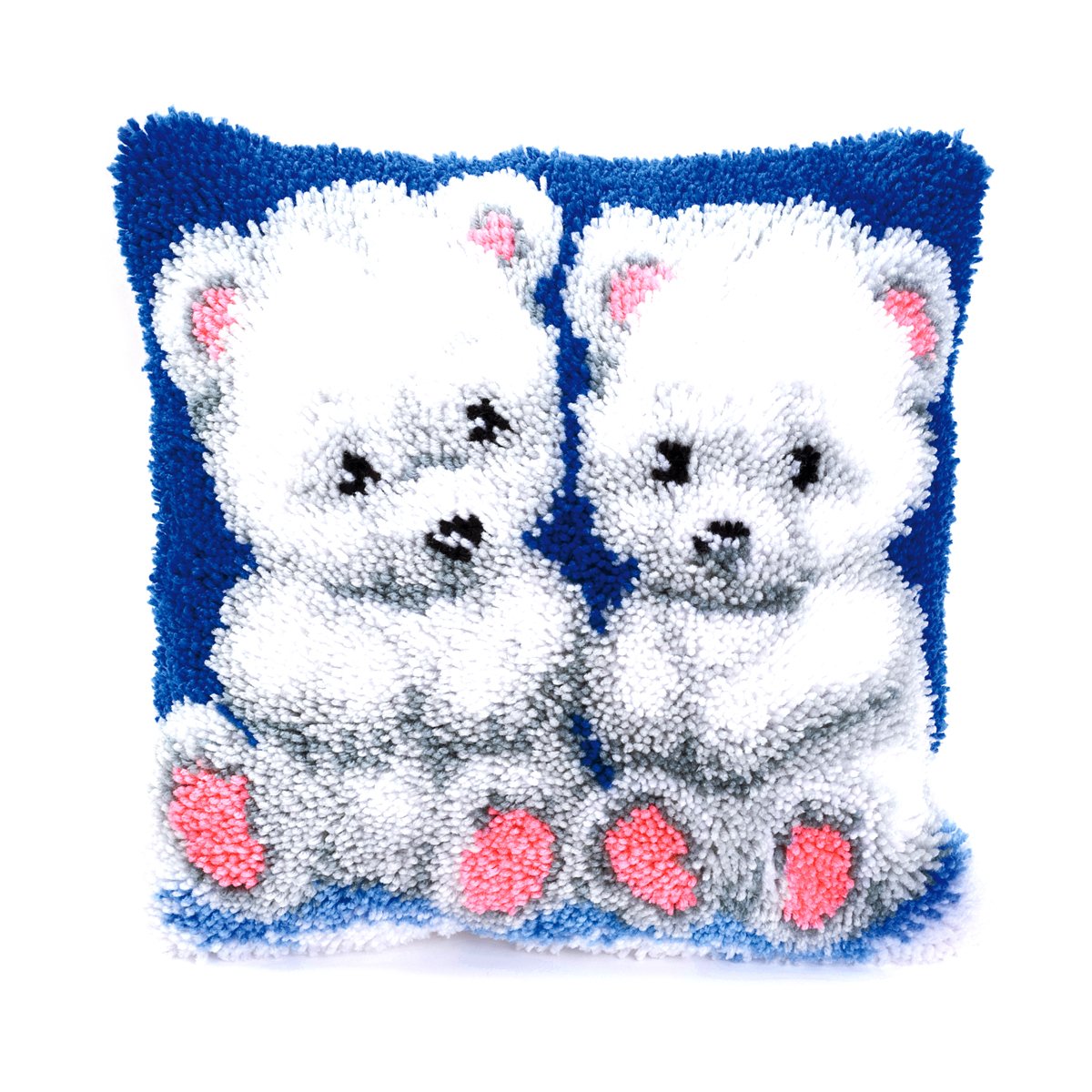 DIY Latch Hook Cushion Kit - Polar Bear Cubs Design for Home Decor, Craft Projects & Gift Giving | Perfect for Beginners, Kids & Adults | Cozy Throw Pillow for Living Room, Bedroom & Nursery