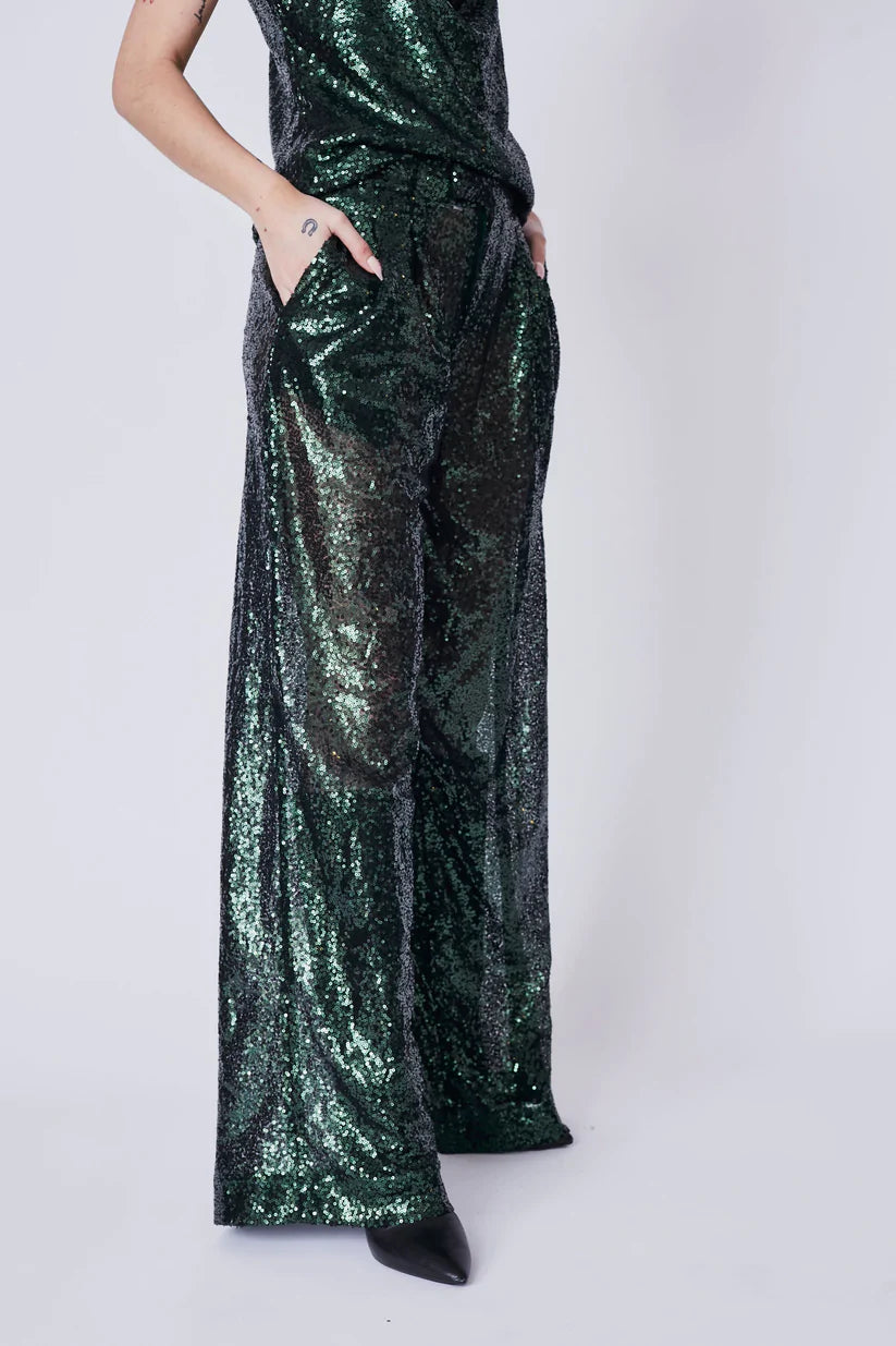 Belucci Sequined Pants for Women - Glamorous High Waisted Party Pants with Sparkly Sequins | Perfect for Nightclubs, Holiday Parties & Special Occasions