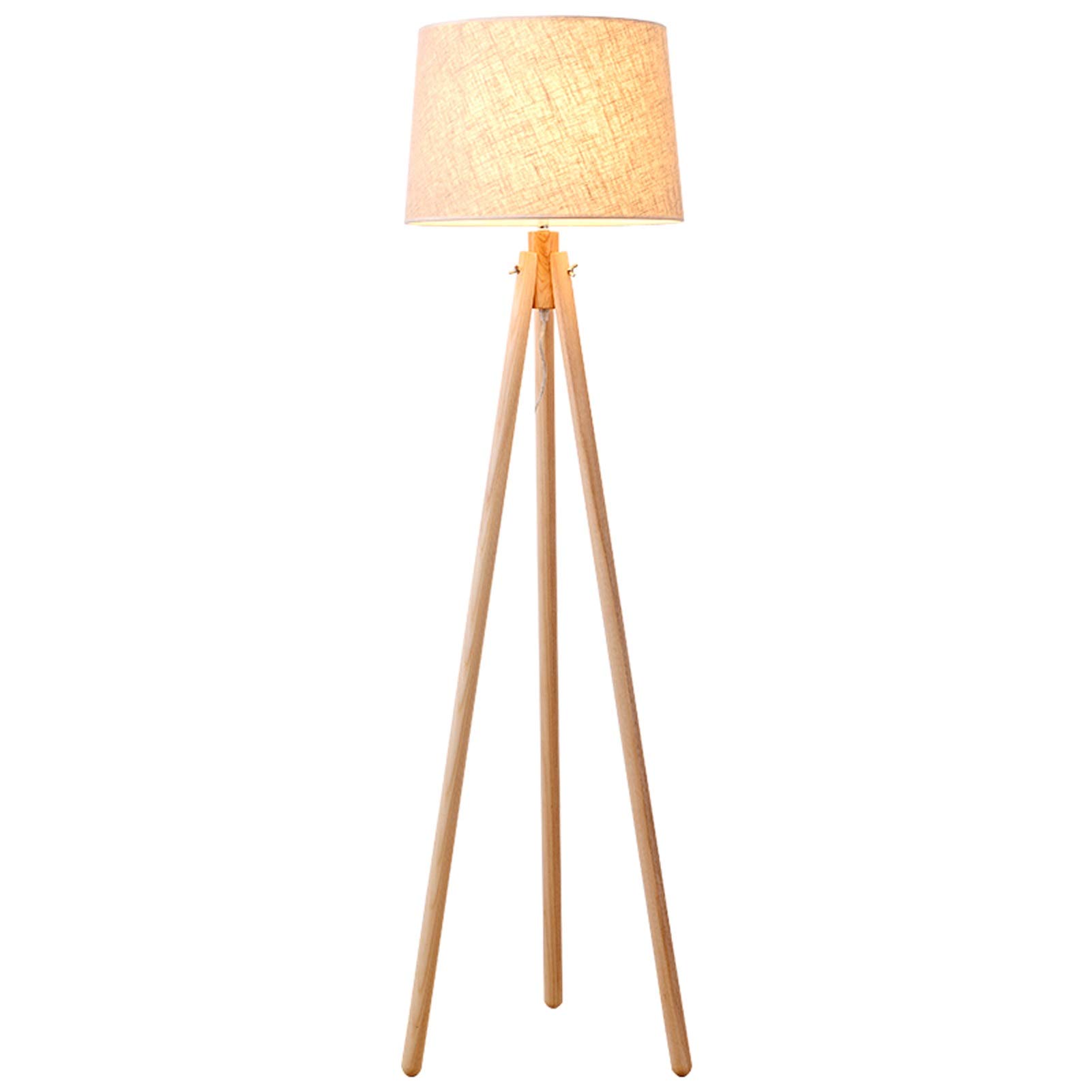 Modern Wooden Floor Lamp with 3-Leg Design - 12W LED Warm Light for Living Room, Bedroom, Study & Nightstand | Space-Saving Vertical Lighting Fixture for Cozy Home Decor