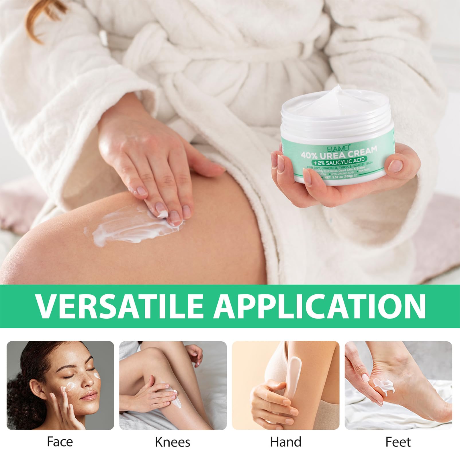 40% Urea Cream with 2% Salicylic Acid - Intensive Cracked Heel Repair & Moisturizing Foot Cream - Callus Remover for Dry Cracked Feet, Rough Heels, Knees & Elbows - Deep Hydration for Soft Smooth Skin - Perfect for Pedicures & Winter Foot Care