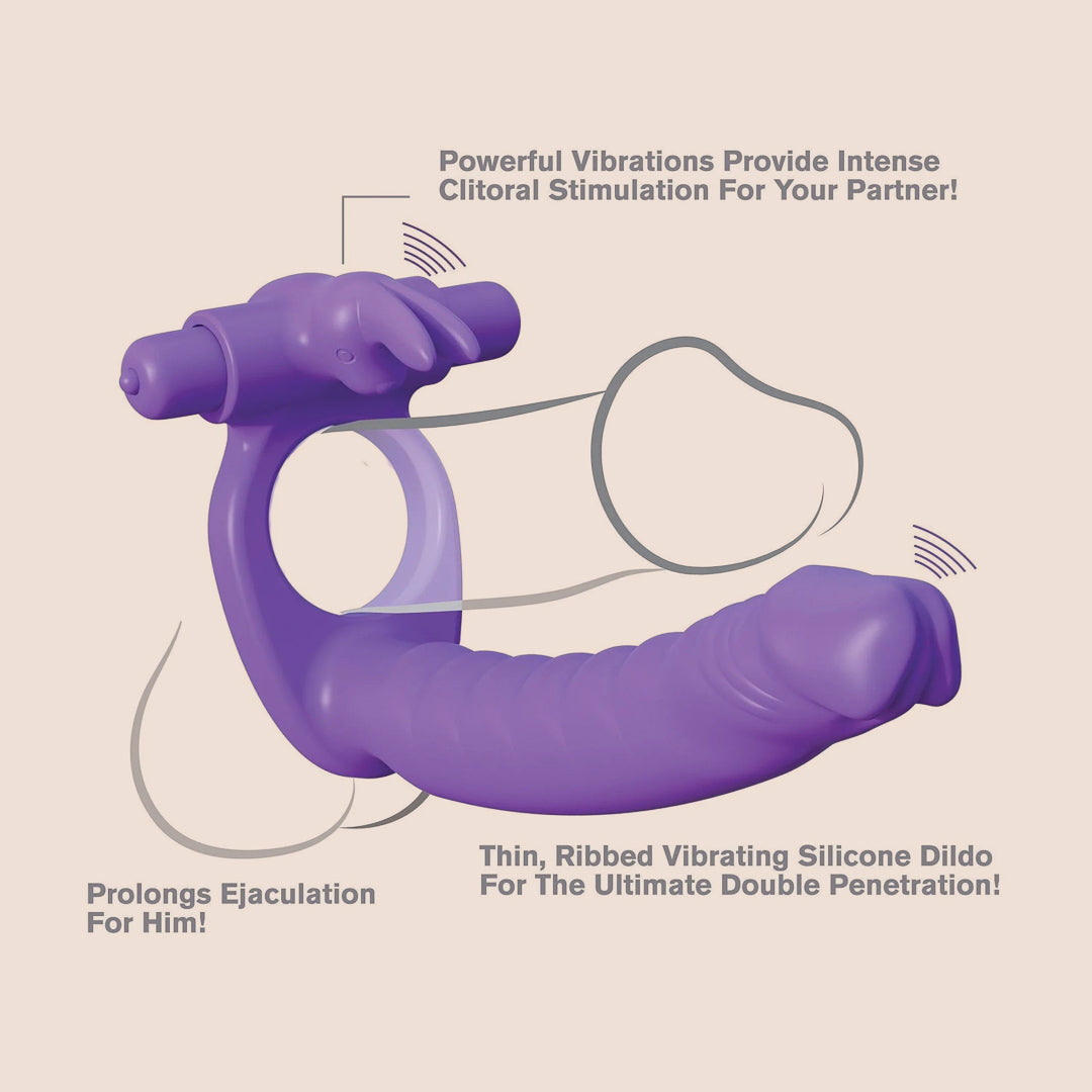 Fantasy C Ringz Silicone Double Penetrator Rabbit Vibrator with 2 Removable Bullets - Dual Stimulation for Couples & Solo Play, Waterproof & Rechargeable Adult Toy for Enhanced Pleasure