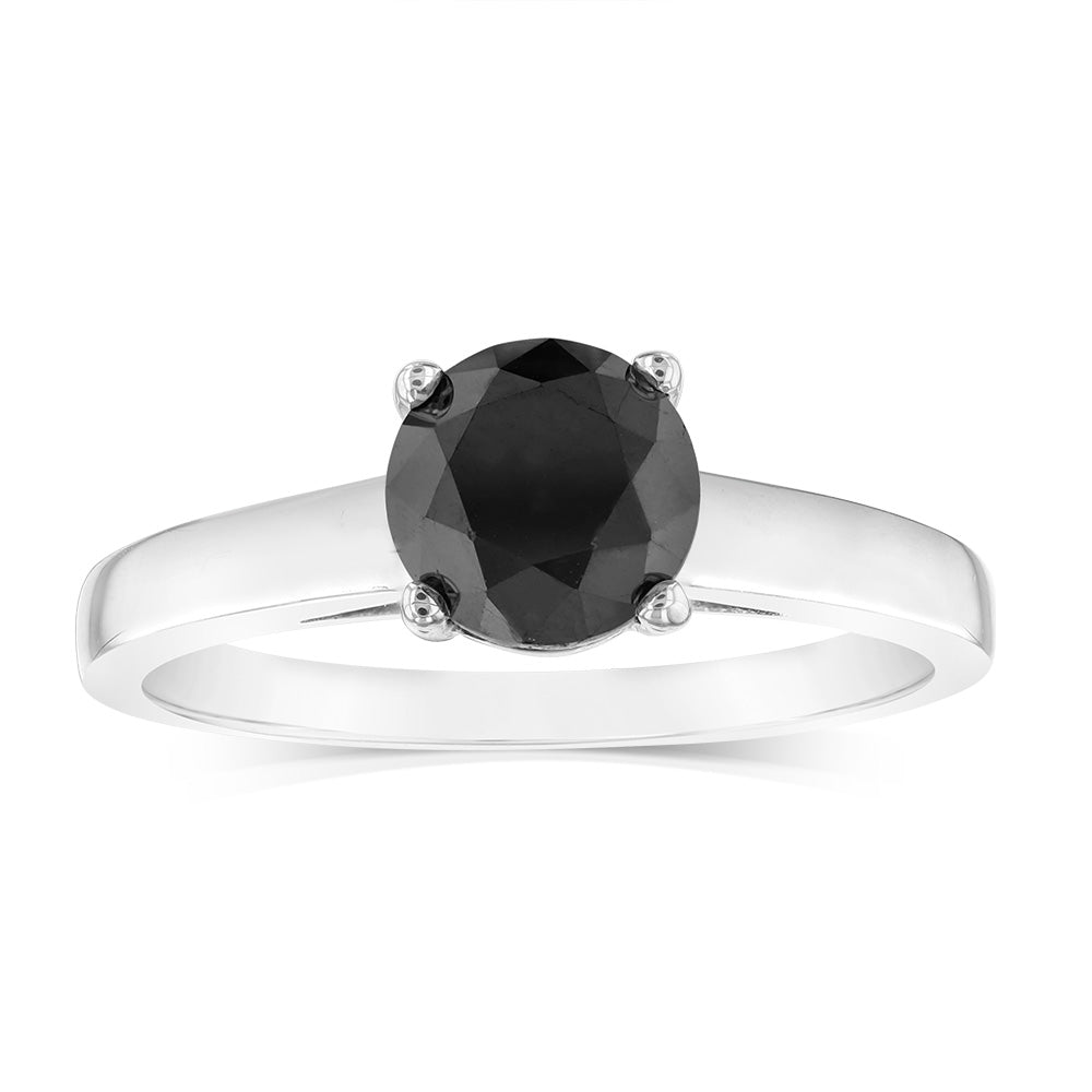 1.45 Carat Black Diamond Solitaire Ring in Sterling Silver 925 - Elegant Wedding & Engagement Jewelry for Women - Perfect for Anniversary, Proposal & Special Occasions