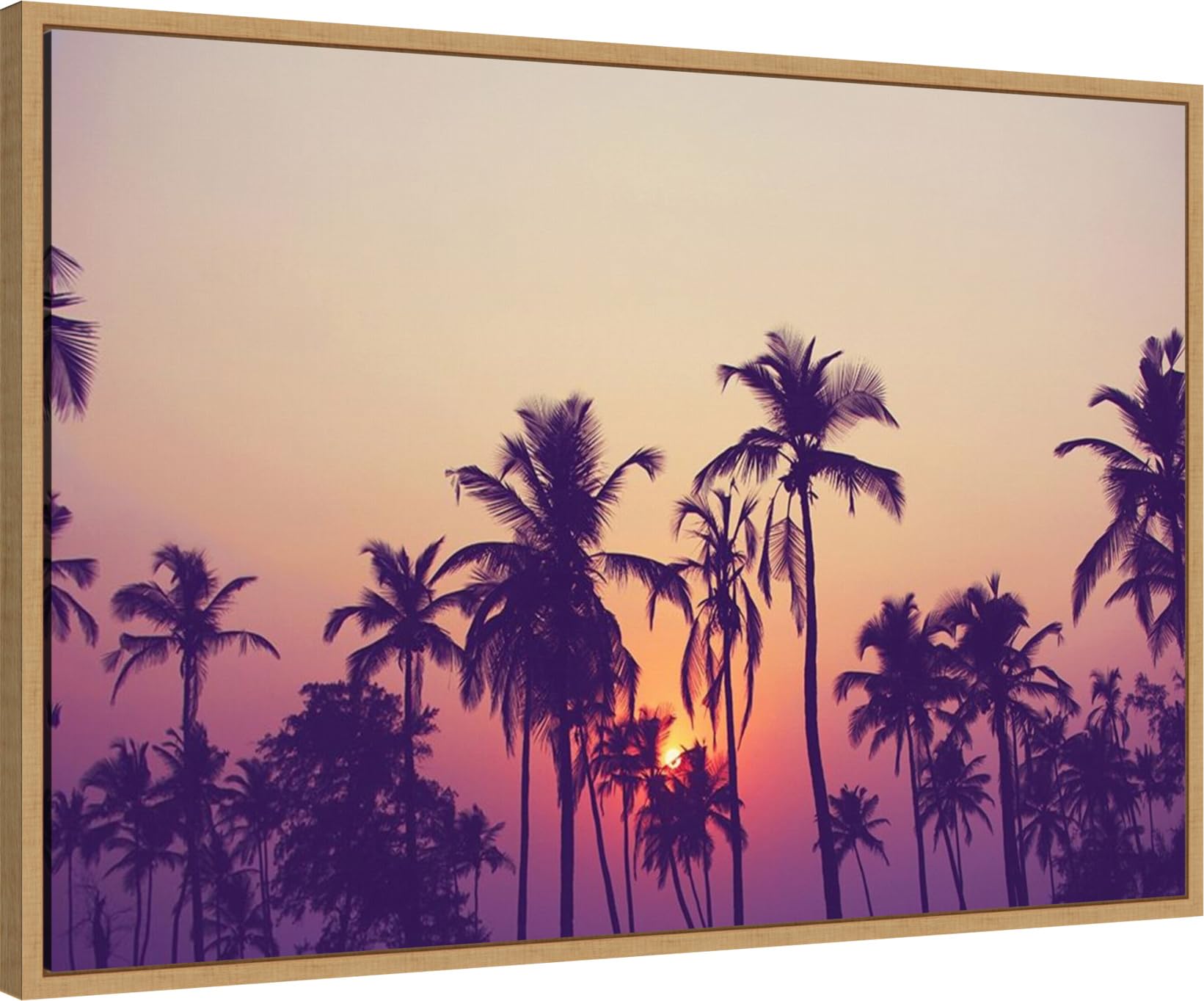 Amanti Art Framed Canvas Wall Art 23x33 - Tropical Palm Sky Painting by Design Fabrikken, Modern Framed Wall Decor for Living Room, Bedroom, Bathroom & Kitchen - Perfect for Beach House, Vacation Home & Tropical Theme Decor
