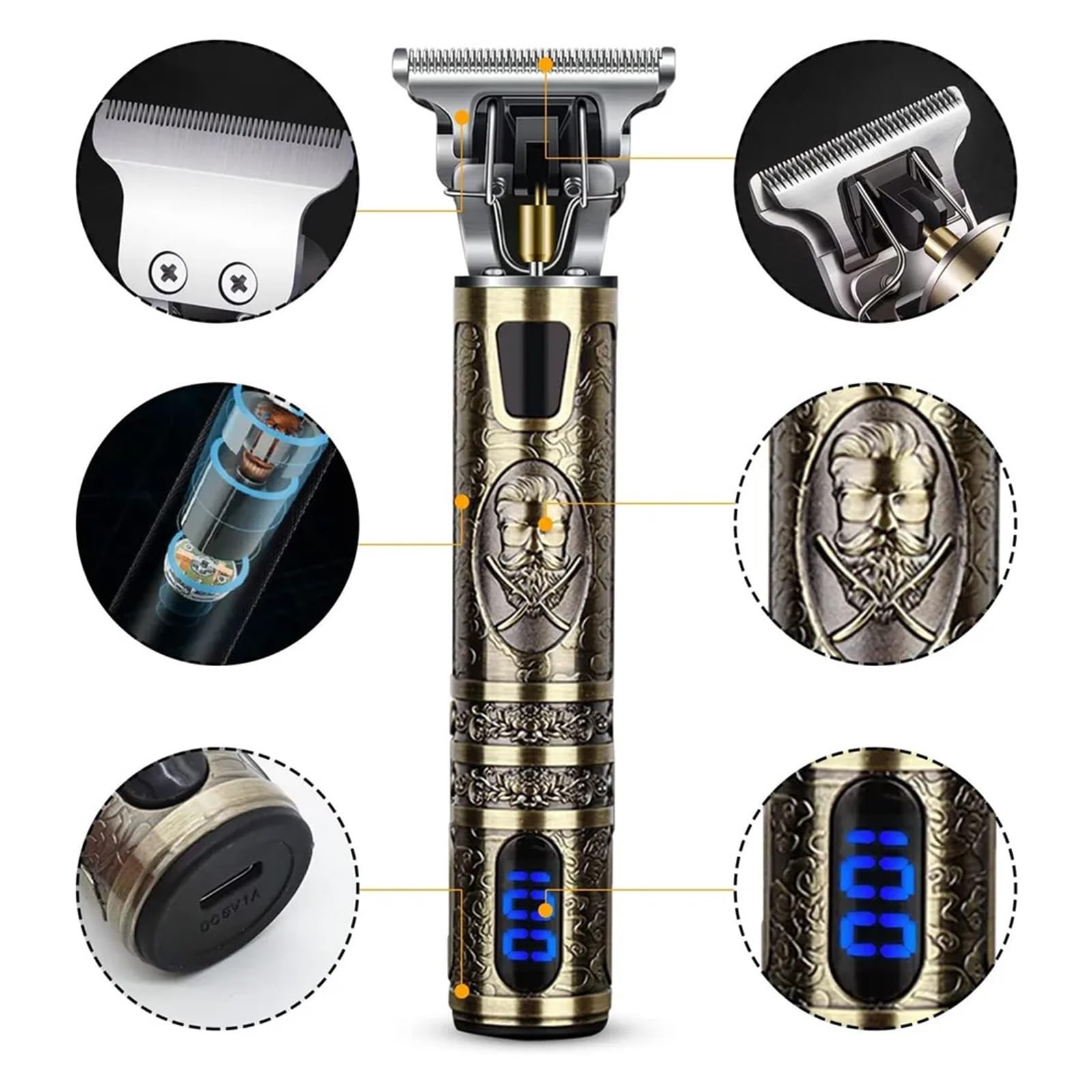 T9 LCD Electric Hair Clipper for Men - Precision Trimmer with Oil Shaving Head & ABS Black Design | Perfect for Home Grooming, Beard Trimming & Hair Styling