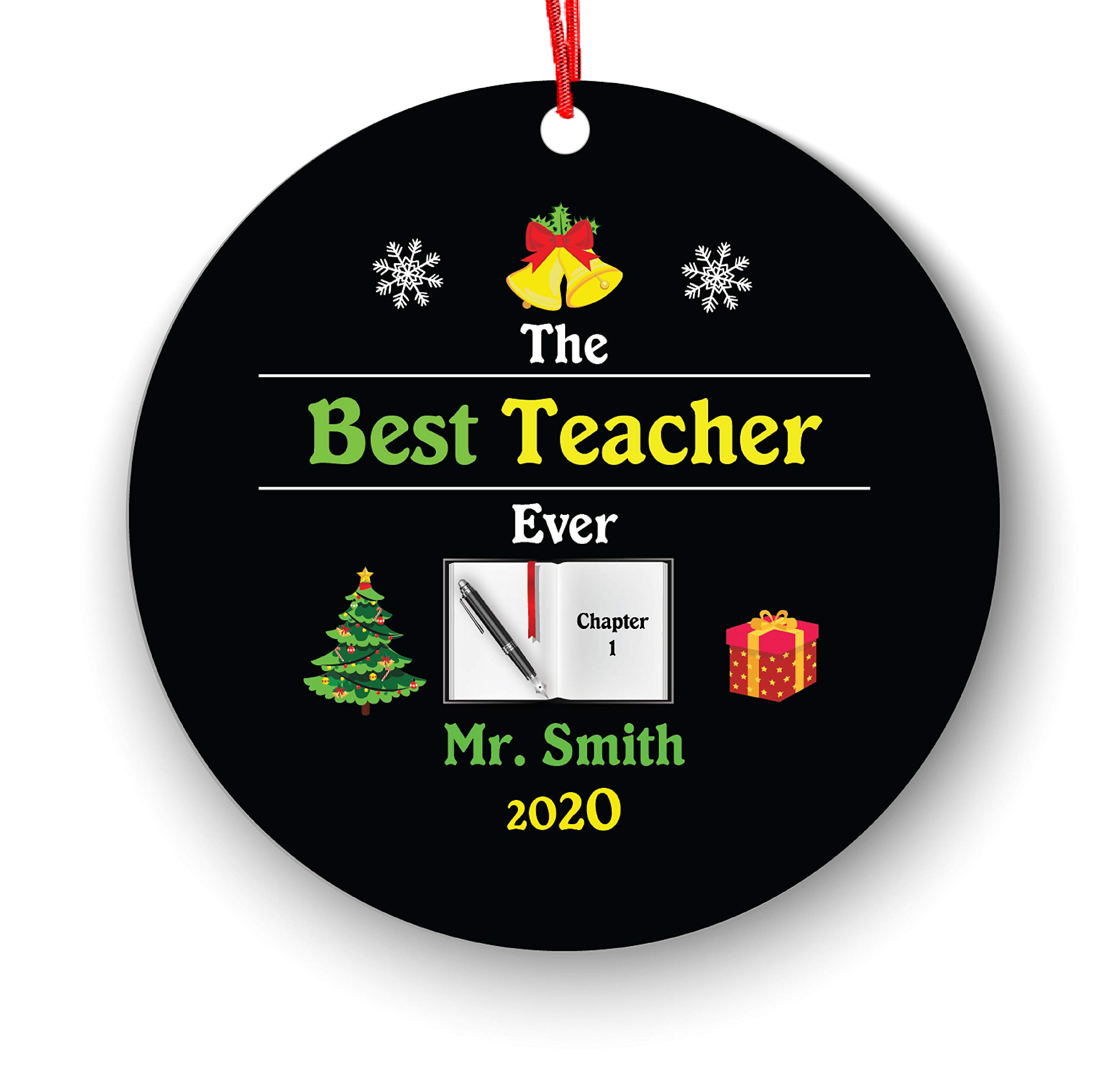 Best Teacher Ever Personalized Christmas Ornament - Custom Holiday Gift for Elementary, High School, College & Preschool Teachers | Perfect for Classroom Decor, Christmas Tree Decoration & Teacher Appreciation Gifts