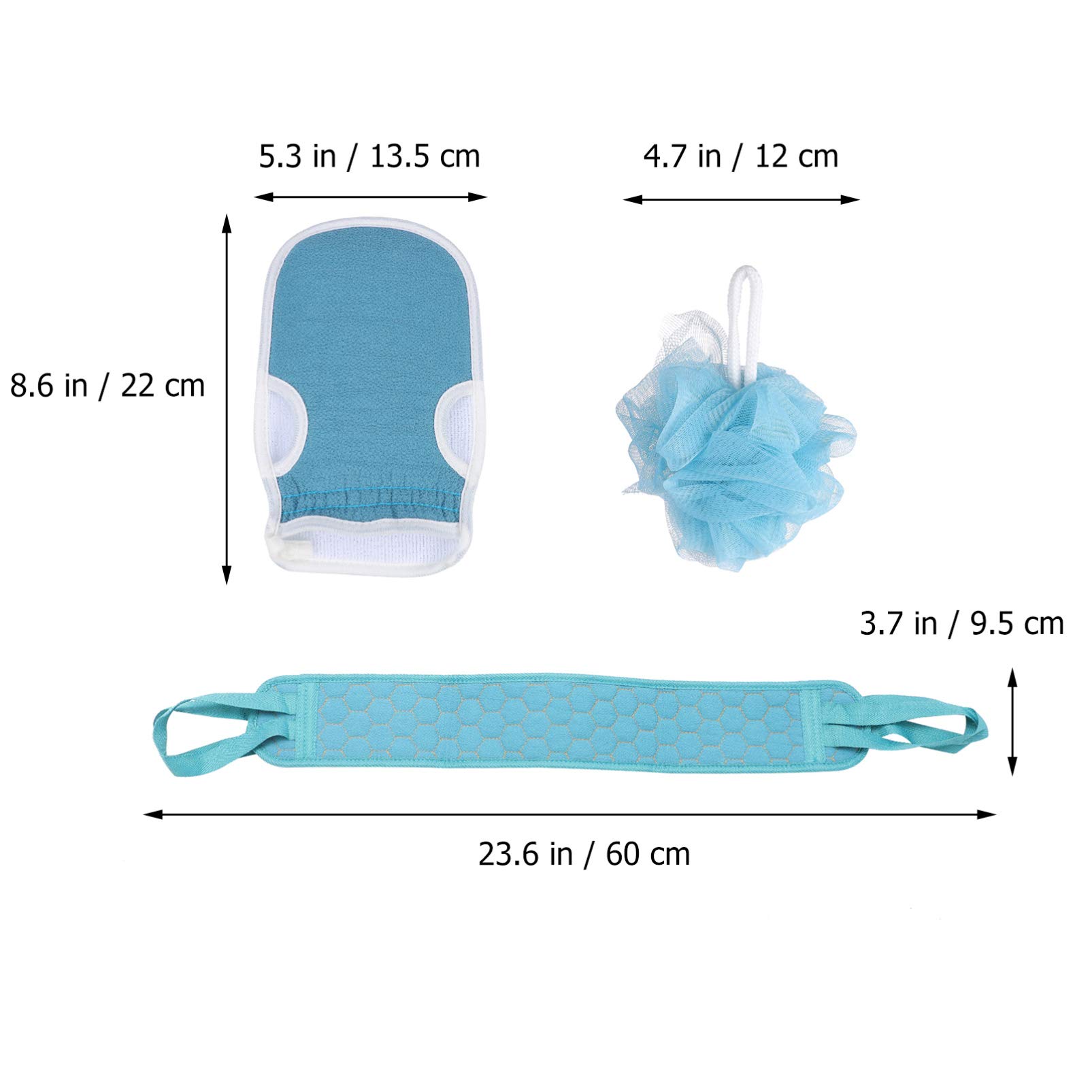 Exfoliating Bath Towel Set of 3 - Premium Body Scrubber for Shower, Back Exfoliator, Bath Mitt & Wash Gloves - Spa Quality Loofah Sponge & Exfoliating Pad for Smooth Skin - Perfect for Home Spa, Shower Routine & Self-Care Days
