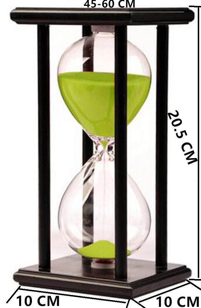 45 Minute Wooden Sand Timer Hourglass - Green Sandglass for Home, Office Desk & Living Room Decor | Perfect for Games, Study & Coffee Table Decoration (45 Min Countdown Timer)