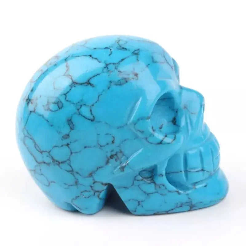 Natural Blue Turquoise Quartz Crystal Skull Head - 2 Inch Healing Stone for Home Decor, Meditation, and Spiritual Gifts | MOKAGY