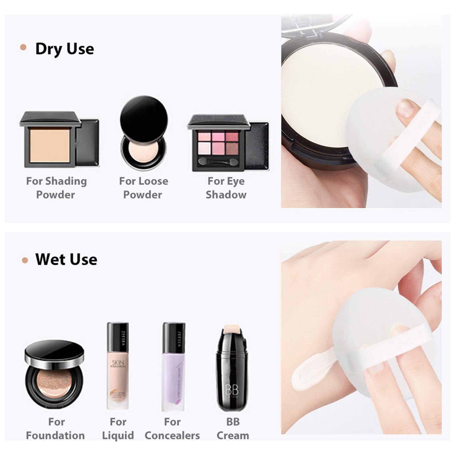 Layfoo 3.9 Inch Round Soft Powder Puff - Premium Cosmetic Sponge for Loose & Pressed Powder, Foundation & Cream Makeup - Ideal for Professional Makeup Application & Touch-Ups (White)