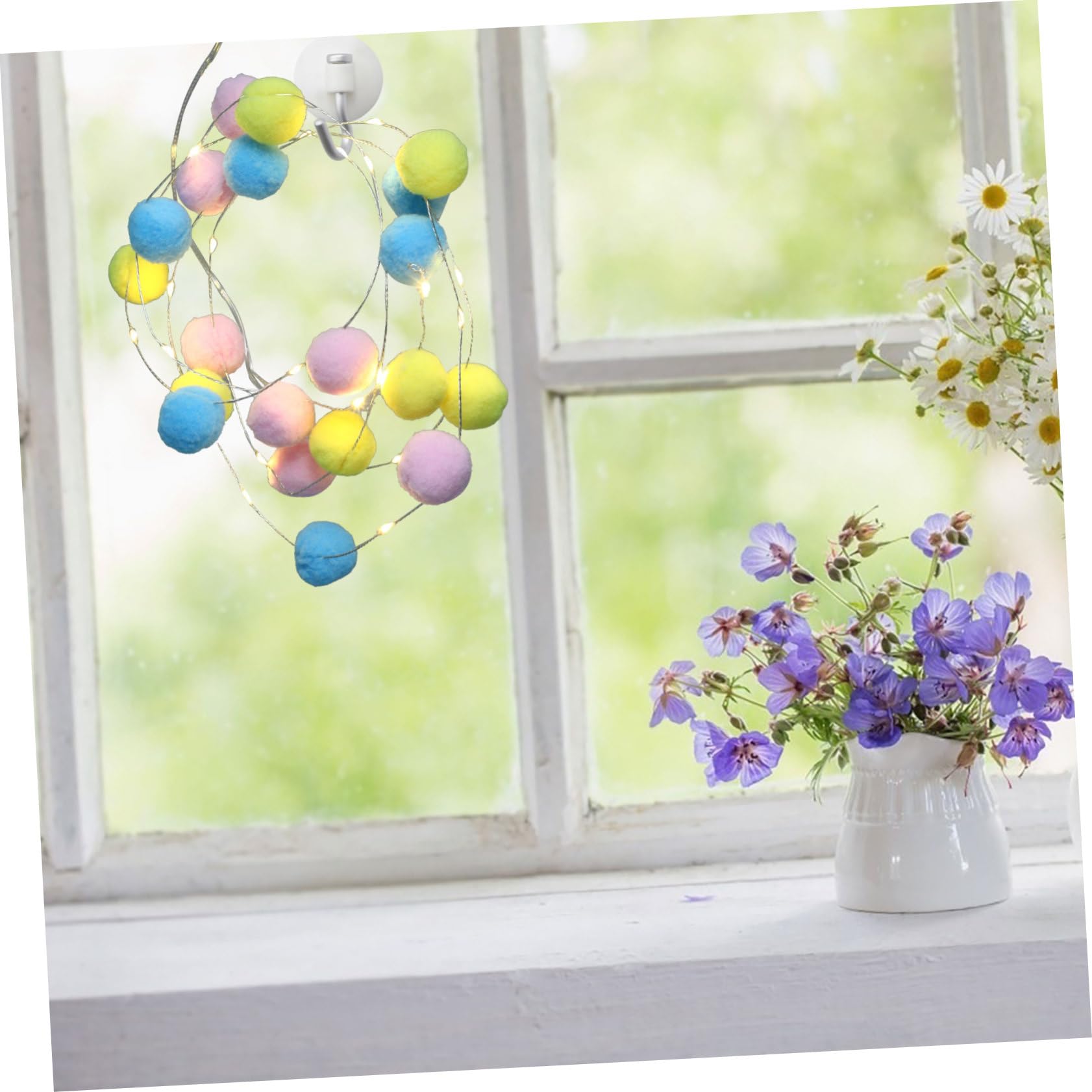 SOLUSTRE 10ft LED Cotton Ball String Lights - 20 Warm White Pom Pom Fairy Lights with Hanging Garland for Bedroom, Wedding, Party & Home Decor (Indoor/Outdoor Use)