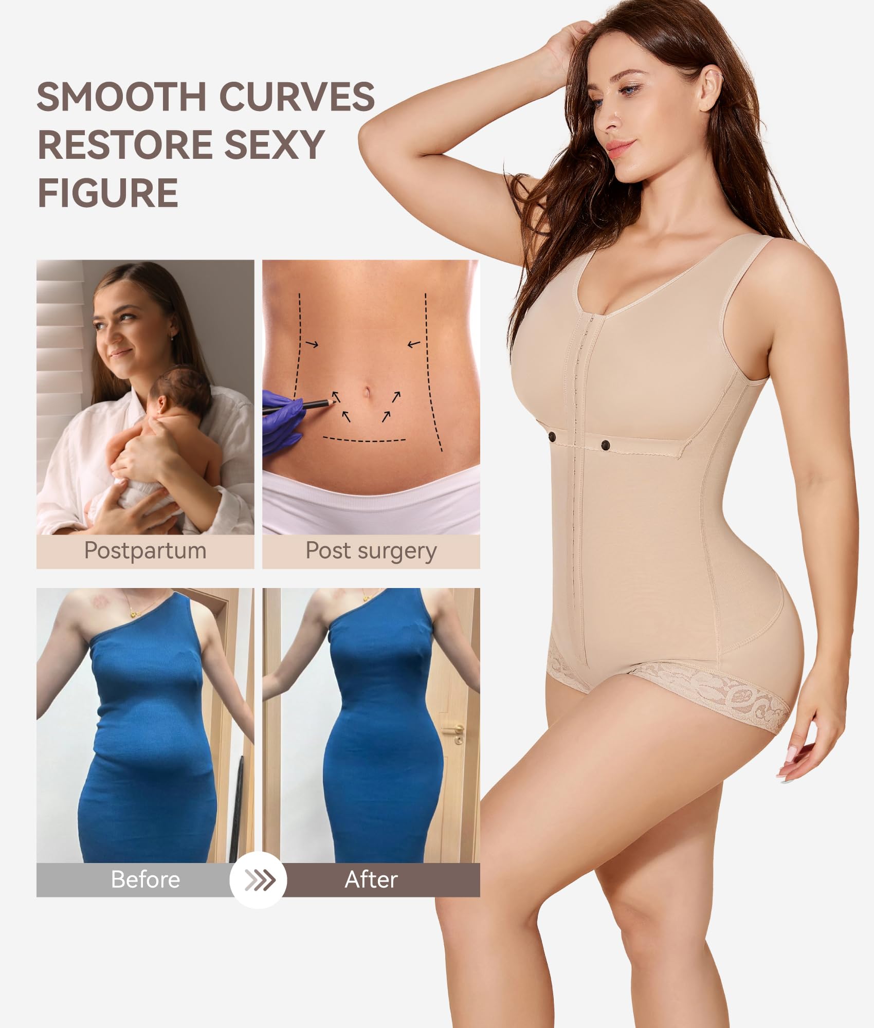 MYODRESS Colombian Shapewear for Women - Postpartum Waist Trainer & Tummy Tuck Compression Garment - Slimming Body Shaper for Everyday Wear, Workouts & Special Occasions