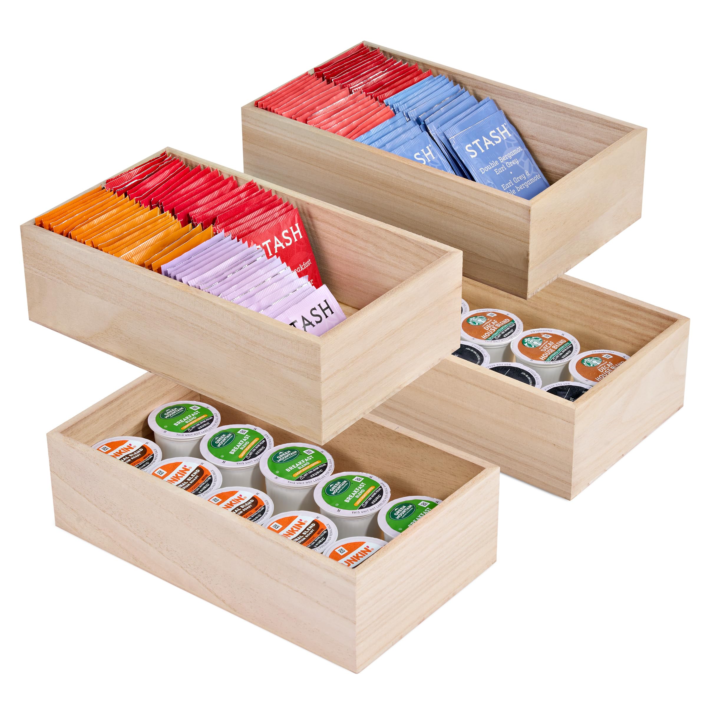 Sorbus Unfinished Wood Crates - 4 Pack Wooden Storage Boxes for Pantry, Closet, Arts & Crafts | DIY Cabinet Organizer Bins & Decorative Containers | Perfect for Home Organization, Farmhouse Decor & Gift Packaging