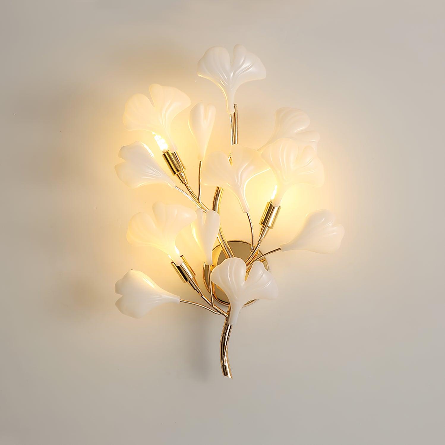Gingko Leaf Wall Lamp - Modern LED Sconce Light Fixture for Bedroom, Living Room & Hallway Decor
