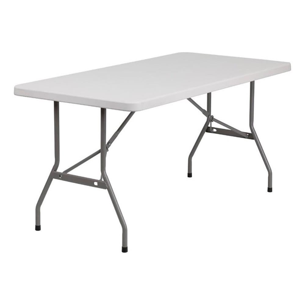 BOWERY HILL White Folding Table - Metal & Plastic Blow Molded Transitional Design for Indoor/Outdoor Use, Parties, Camping & Home Decor