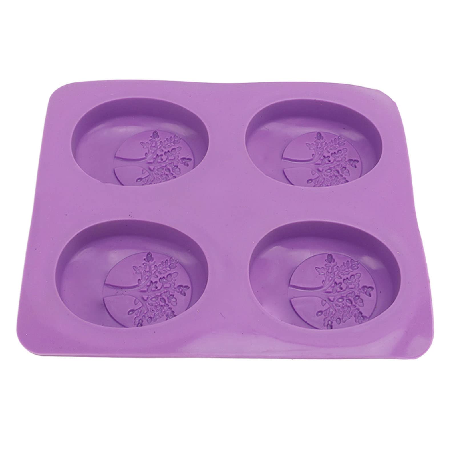 4-Cavity Silicone Soap Molds - Oval Tree Pattern for Handmade Soap, Cake, Bread, Chocolate, Pudding & Jelly - Reusable Ice Cube Tray for DIY Crafts, Baking & Kitchen Decor