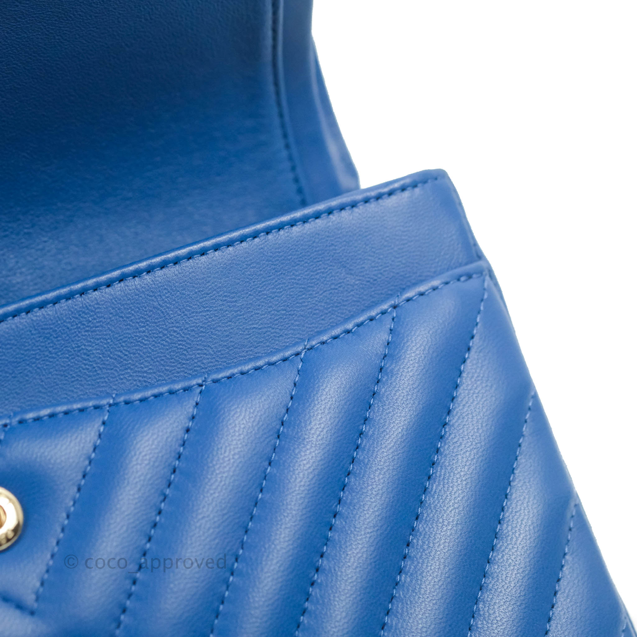 Chanel Classic Chevron Small Double Flap Bag in Blue Lambskin Leather with Gold Hardware - Luxury Crossbody Purse for Women, Perfect for Evening Events & Date Nights