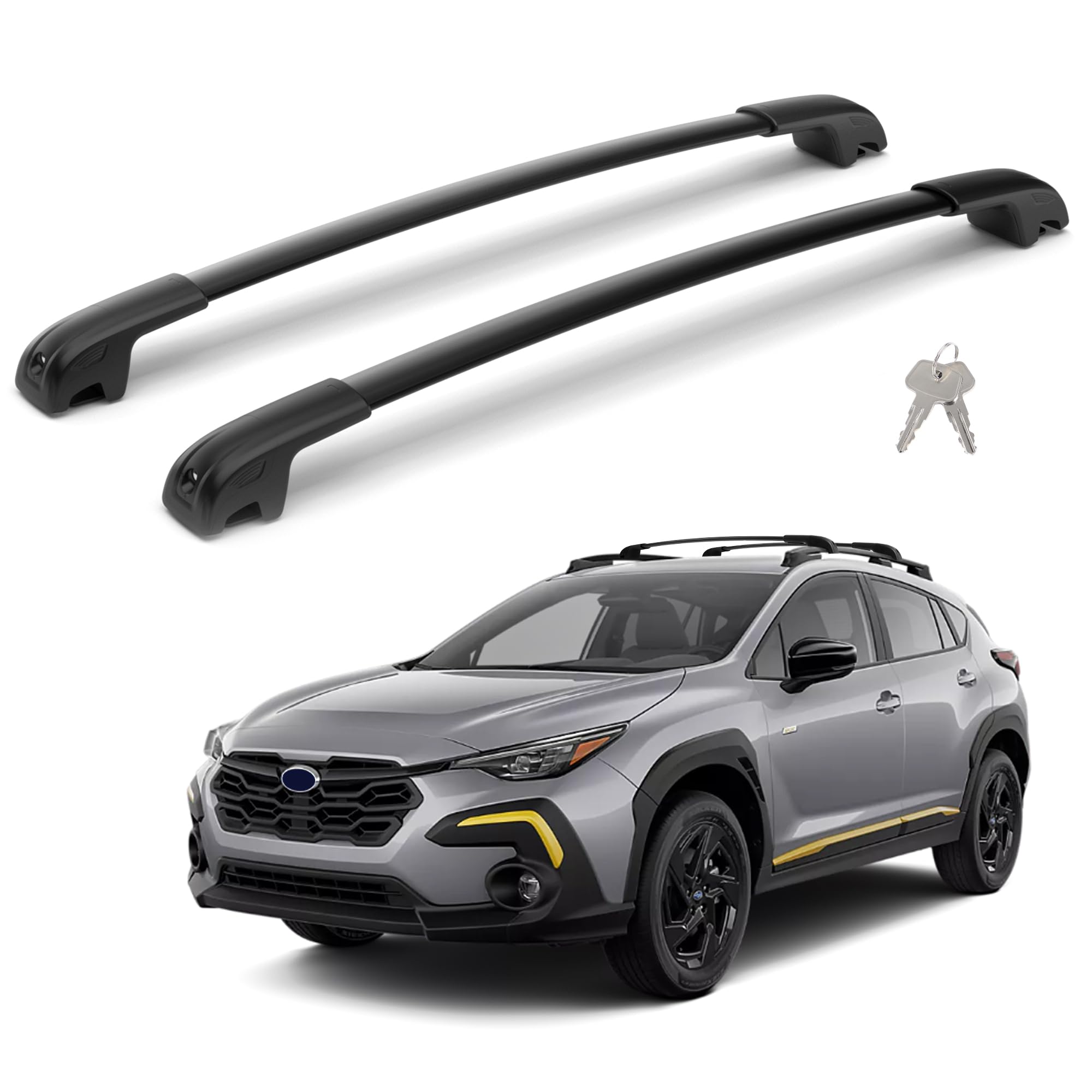 **2018-2023 Subaru Crosstrek & 2017-2023 Impreza Roof Rack Cross Bars – 220LBS Capacity, Heavy-Duty Aluminum, Anti-Corrosion, Lockable – Fits Luggage, Kayaks, Bicycles, Snowboards – Perfect for Road Trips & Outdoor Adventures**