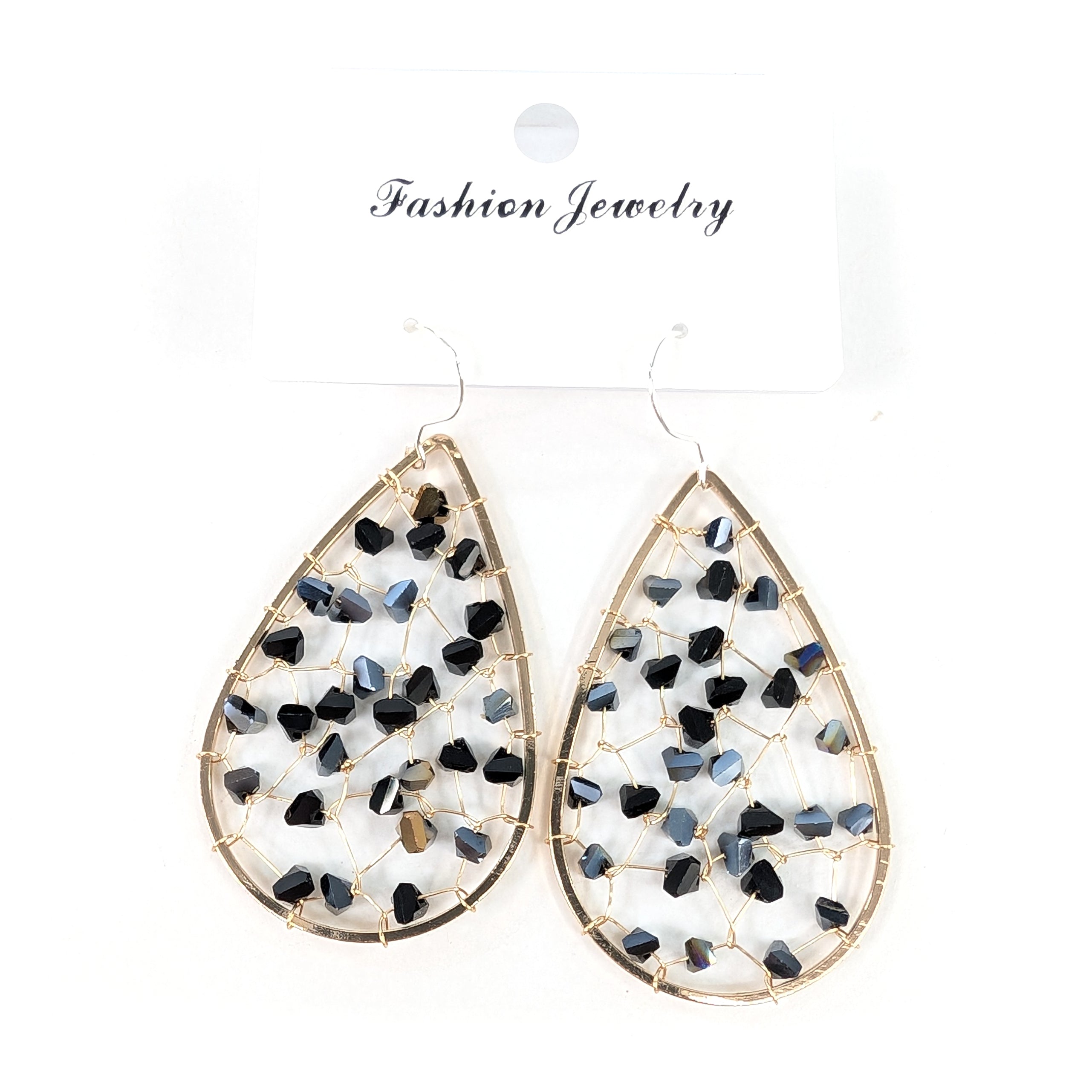 Elegant Black Tear Drop Crystal Earrings for Women - Perfect for Parties, Weddings & Evening Events