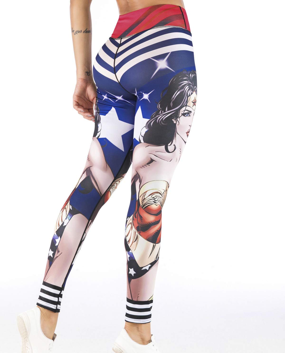 Women's Superhero Digital Print Yoga Leggings - High Waist Compression Workout Pants for Gym, Running & Casual Wear | Superhero-Themed Fitness Apparel
