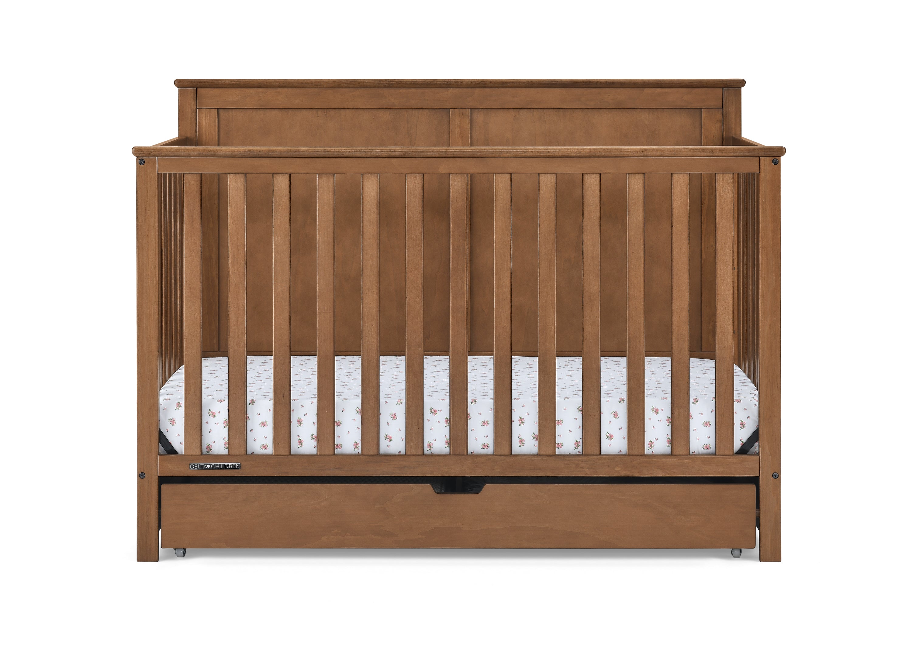 Logan 6-in-1 Convertible Baby Crib with Underdrawer Storage - White Nursery Furniture for Newborn to Toddler Bed | Perfect for Small Spaces & Modern Nurseries