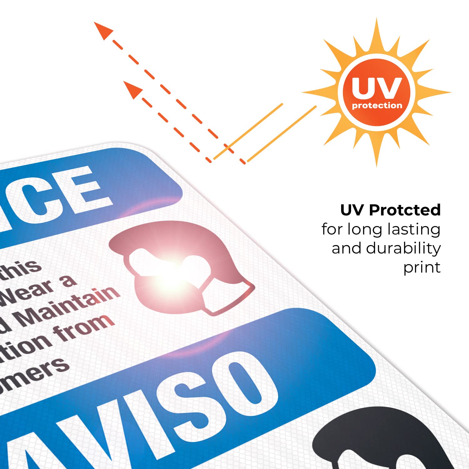 3M EGP Reflective Aluminum Face Mask Signs for Businesses - 18x24 Inches, Fade Resistant, Made in USA - Perfect for Store Entrances, Offices & Public Spaces